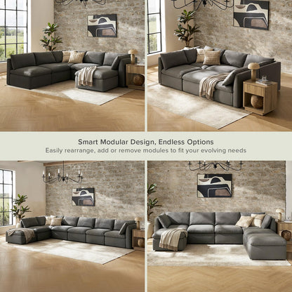 mopio Oversized Modular Sectional Sofa with Fully Removable Covers and Storage, Convertible U