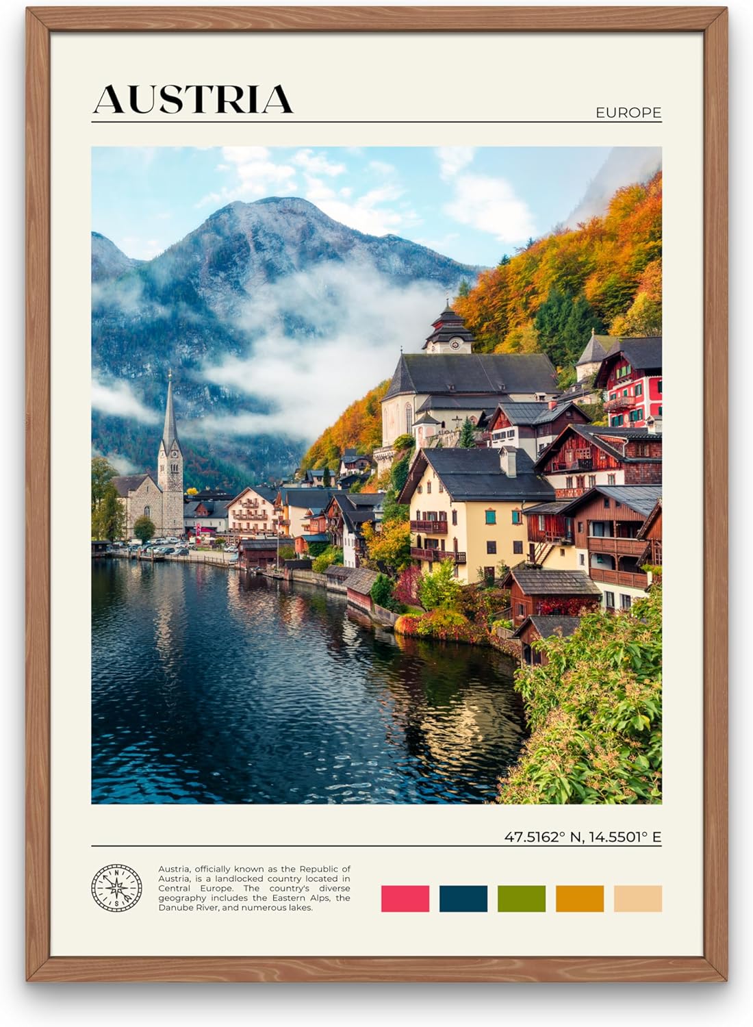 StudioUBILA Austria Wall Art Poster, Decorative Cityscape Landscape Art Prints, Home Decor Wall Art