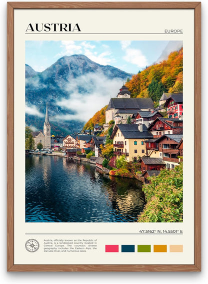 StudioUBILA Austria Wall Art Poster, Decorative Cityscape Landscape Art Prints, Home Decor Wall Art