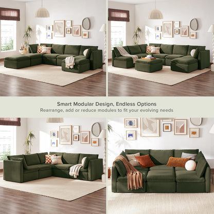 mopio Oversized Modular Sectional Sofa with Fully Removable Covers and Storage, Convertible U