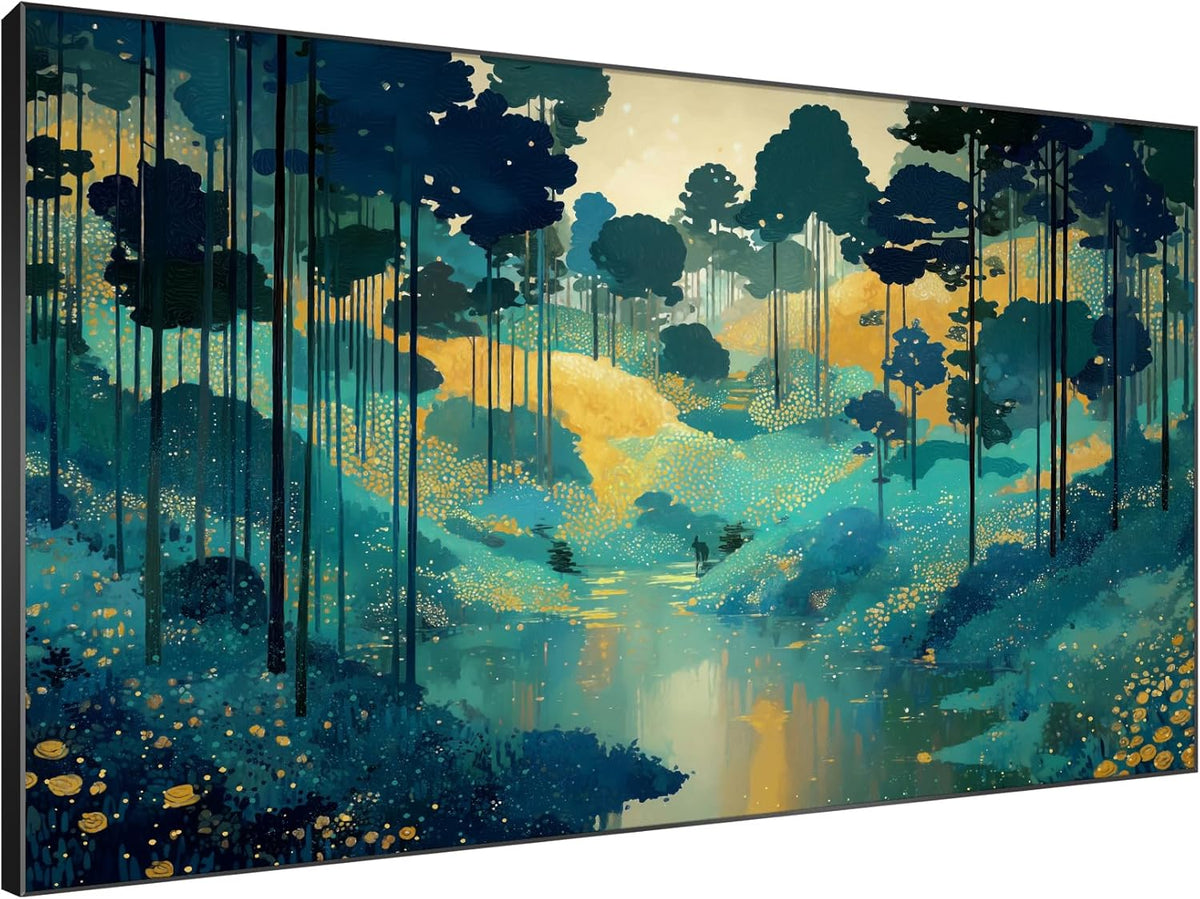 SIGNWIN 46"x72" Extra Large Framed Wall Art Whimsical Fantasy Forest, Vibrant Nature Landscape for