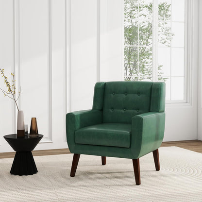 UIXE Faux Leather Accent Chairs Set of 4, Modern Arm Club Chair Upholstered Armchair for Living
