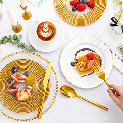 KINGSTONE Gold Silverware Set, 60-Piece Forged Flatware Set Cutlery Set Premium Stainless Steel