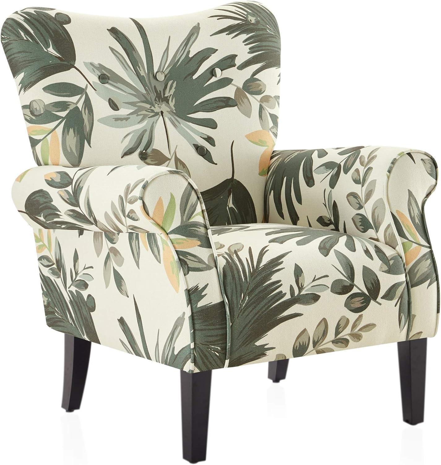 BELLEZE Modern Accent Chair for Living Room, High Back Floral Armchair with Wooden Legs