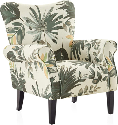 BELLEZE Modern Accent Chair for Living Room, High Back Floral Armchair with Wooden Legs