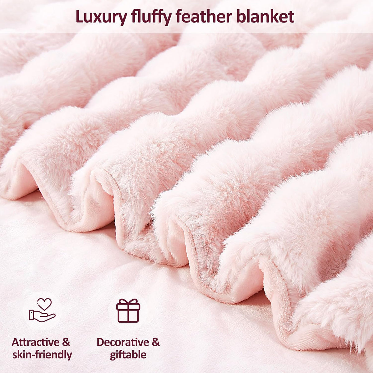 DREAMNINE Decorative Soft Thick Fuzzy Bubble Faux Rabbit Fur Throw Blanket for Couch Sofa