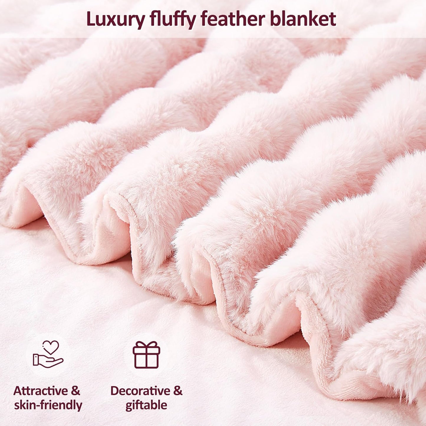 DREAMNINE Oversized Soft Thick Fuzzy Faux Rabbit Fur Throw Blanket Twin Size 60" x 71", Double