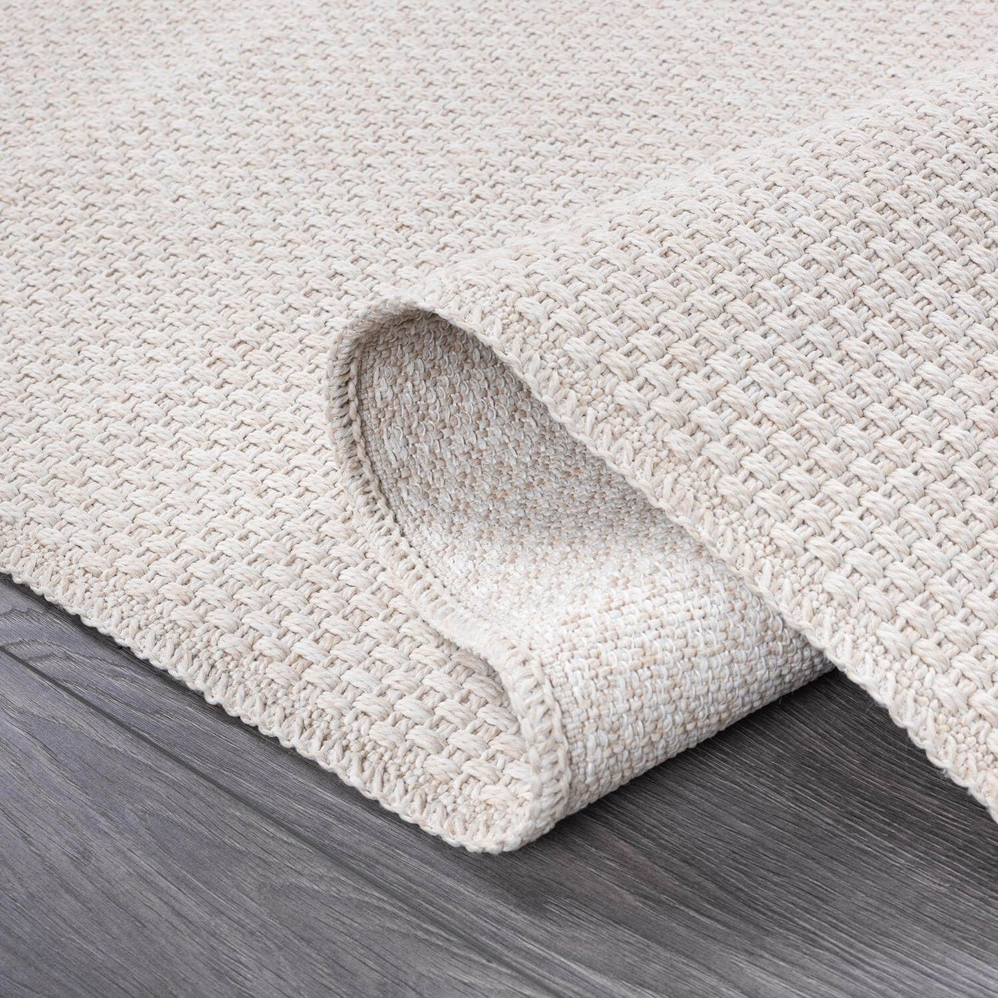 CAMILSON Easy Jute Rug 5x7, Indoor Outdoor Off-White Farmhouse Area Rugs for Living Room Patio and