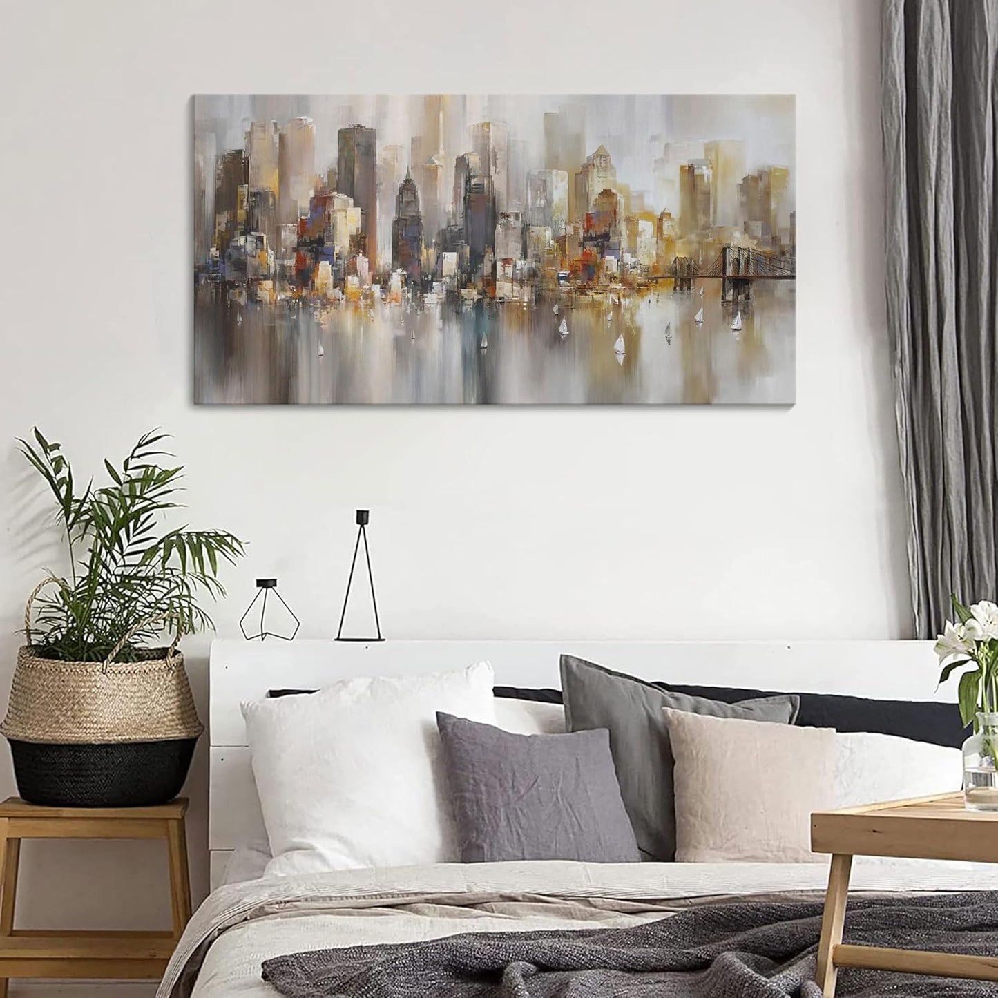 New York City Wall Art - Modern Abstract Wall Art for Living Room, Office & Bedroom Cityscape &