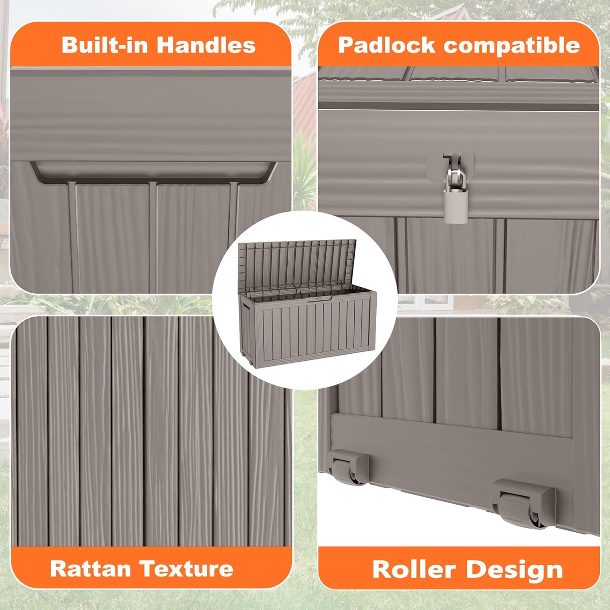 75 Gallon Resin Deck Box, Lockable Patio Outdoor Storage Box for Furniture, Garden Tools and Tools