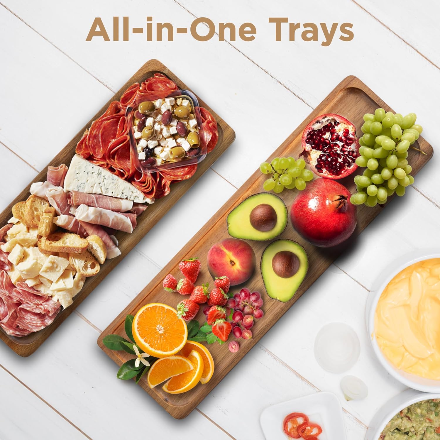 MAJURI 3 Tier Wooden Serving Tray, Set of 2 Tongs Free, Tiered Serving Trays & Platters for Party