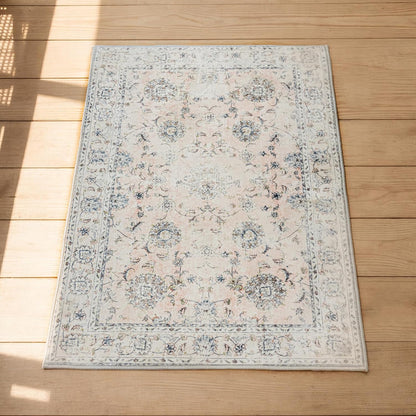 3'x5' Vintage Floral Rug - Persian Inspired Low-Pile Faux Wool Area Rug, Non-Slip Washable Small