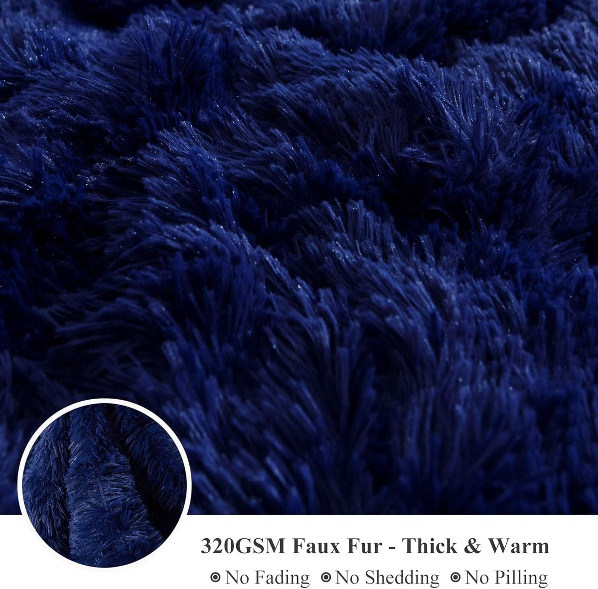 XeGe Luxury Faux Fur Throw Blanket, Blue Soft 50x60 Fluffy Blanket Throw, Shaggy Plush Decorative