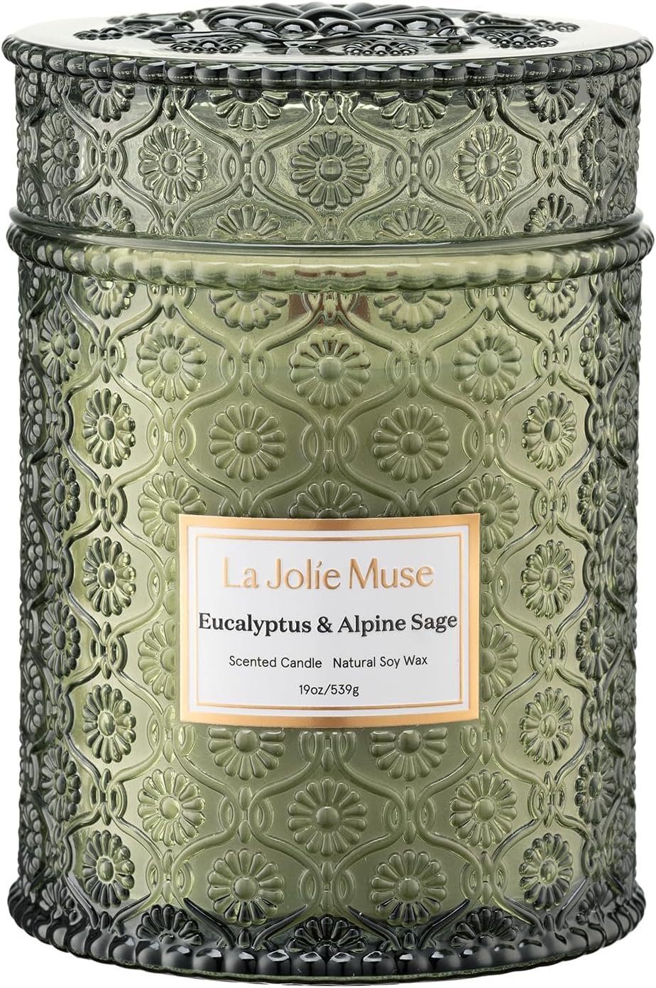 LA JOLIE MUSE Eucalyptus & Alpine Sage Candle – Eucalyptus, Sage & Lavender | 19 oz Wooden Wick |