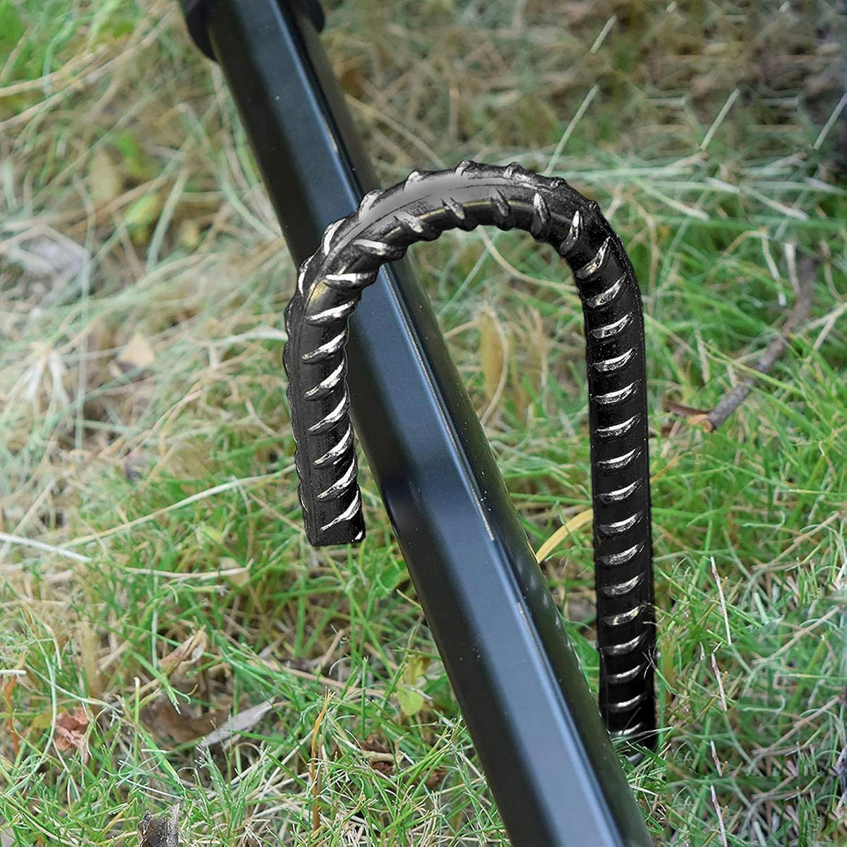 16" Ground Rebar Stakes Heavy Duty J Hook Ground Anchors, 5/16 inch Curved Steel Tent Stakes Anti