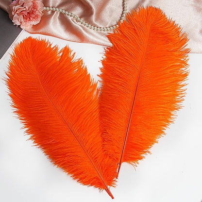 THARAHT Orange Ostrich Feathers 12pcs Large Natural Bulk 12-14Inch 30cm-35cm for Wedding Party