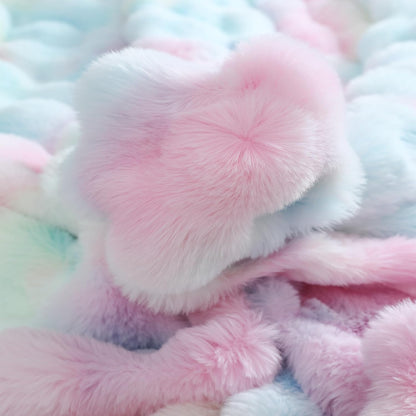 UKELER Colorful Faux Fur Throw Blanket Twin Size, Large Super Soft Fluffy Bed Blankets Throws for