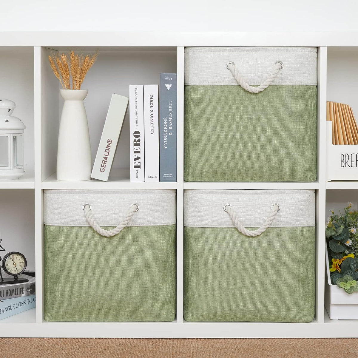 Bidtakay Cubby Storage Bins Set of 3 Fabric Baskets for Shelves Closet Drawer Organizer Storage