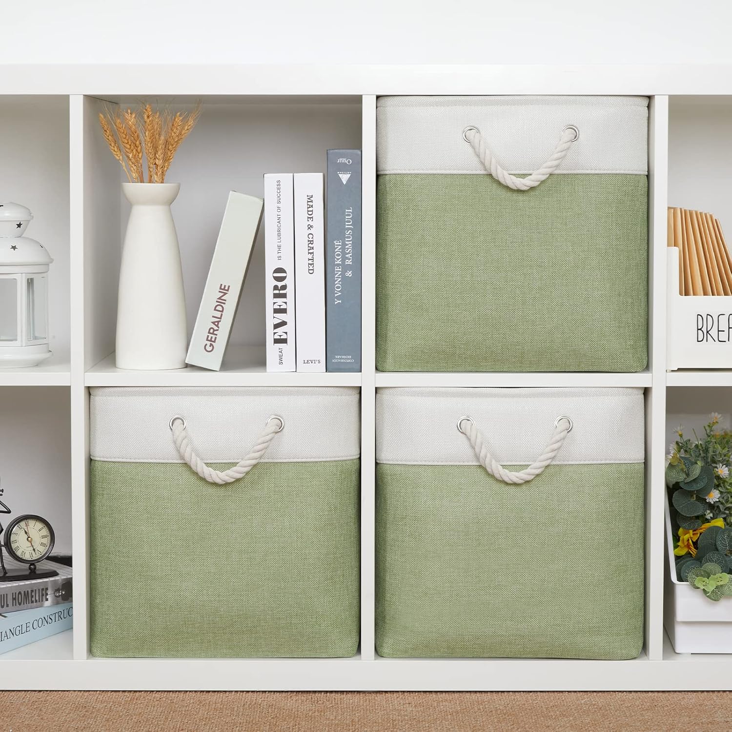 Bidtakay Cubby Storage Bins Set of 3 Fabric Baskets for Shelves Closet Drawer Organizer Storage