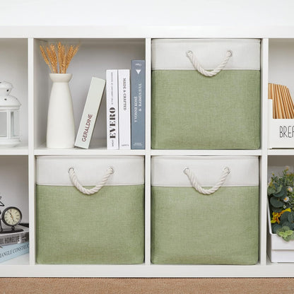 Bidtakay Cubby Storage Bins Set of 3 Fabric Baskets for Shelves Closet Drawer Organizer Storage