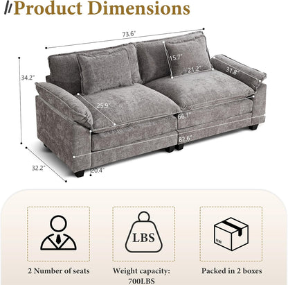 URRED Modular Sectional Sofa Comfy Cloud Couch, Modern Chenille Sofa Sleeper Deep Seat Couches with