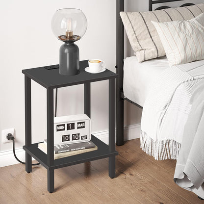 TUTOTAK End Table with Charging Station, Set of 2, Side Table with USB Ports and Outlets