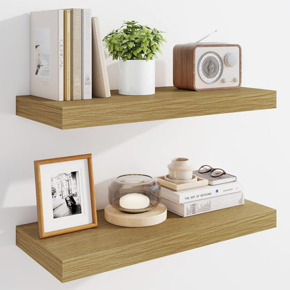 Marsmiles 24" Floating Shelves for Wall, Wooden Shelves with Invisible Brackets Set of 2, Rustic