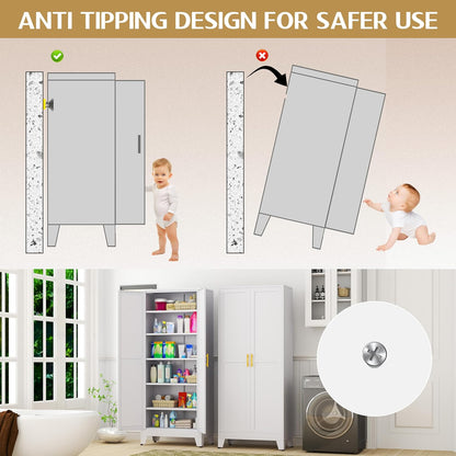75.2" Tall Pantry Cabinet, Kitchen Pantry Storage Cabinets with 2 Door and 5 Adjustable Shelves