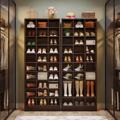 Tribesigns 10-Tier Shoe Storage Cabinet, Espresso Wooden Shoe Rack with 30 Cubbies, Freestanding