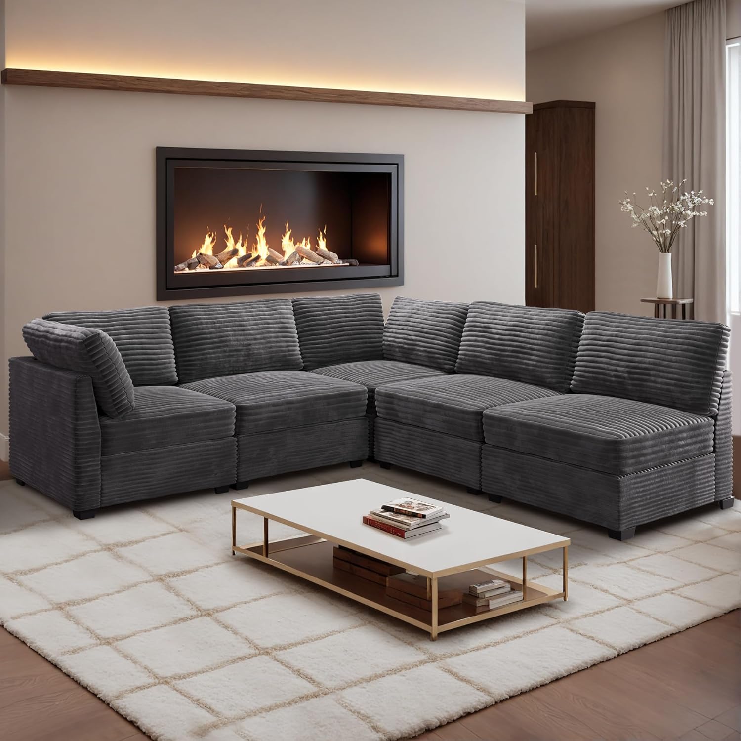 HOOOWOOO Modular Sectional Sofa,5 Pieces Sectional Couches for Living Room,98X98 L Shaped Cloud