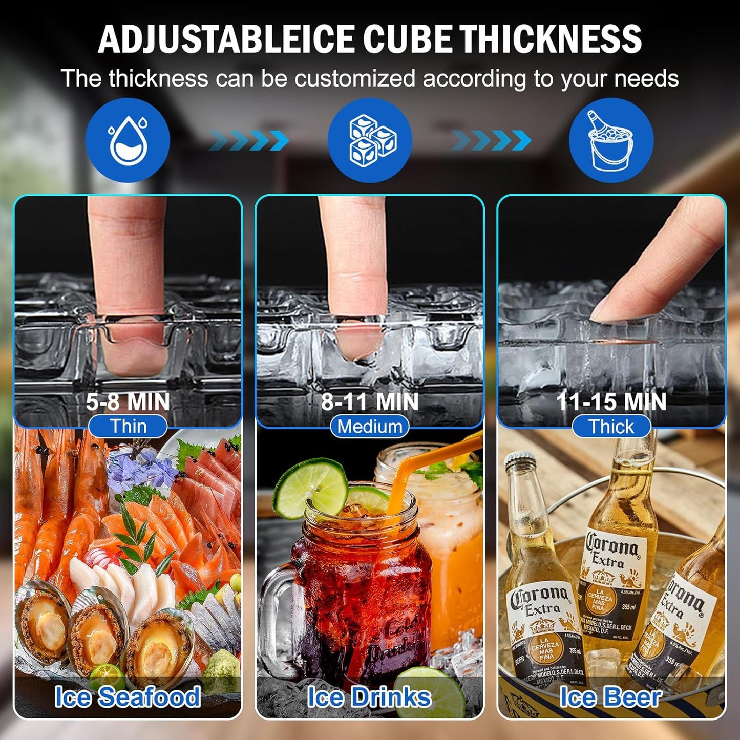 Commercial Ice Maker Machine 110 LBS/24H, 36 Ice Trays Freestanding & Undercounter Ice Machine