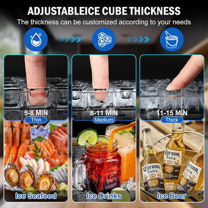 Commercial Ice Maker Machine 110 LBS/24H, 36 Ice Trays Freestanding & Undercounter Ice Machine