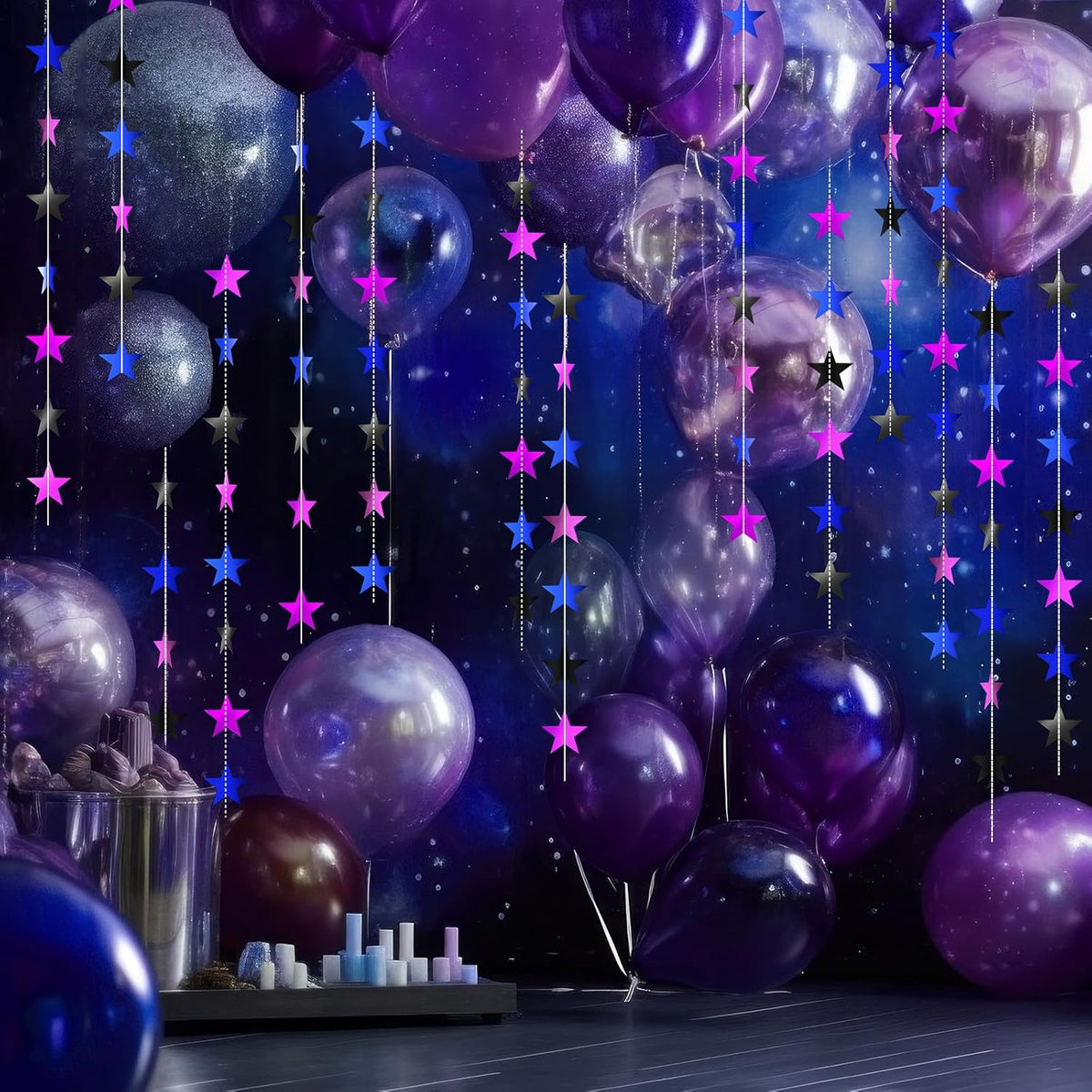 Patelai Glitter Star Garland Banner Decor 130 Feet Star Hanging Bunting Banner Twinkle Backdrop for