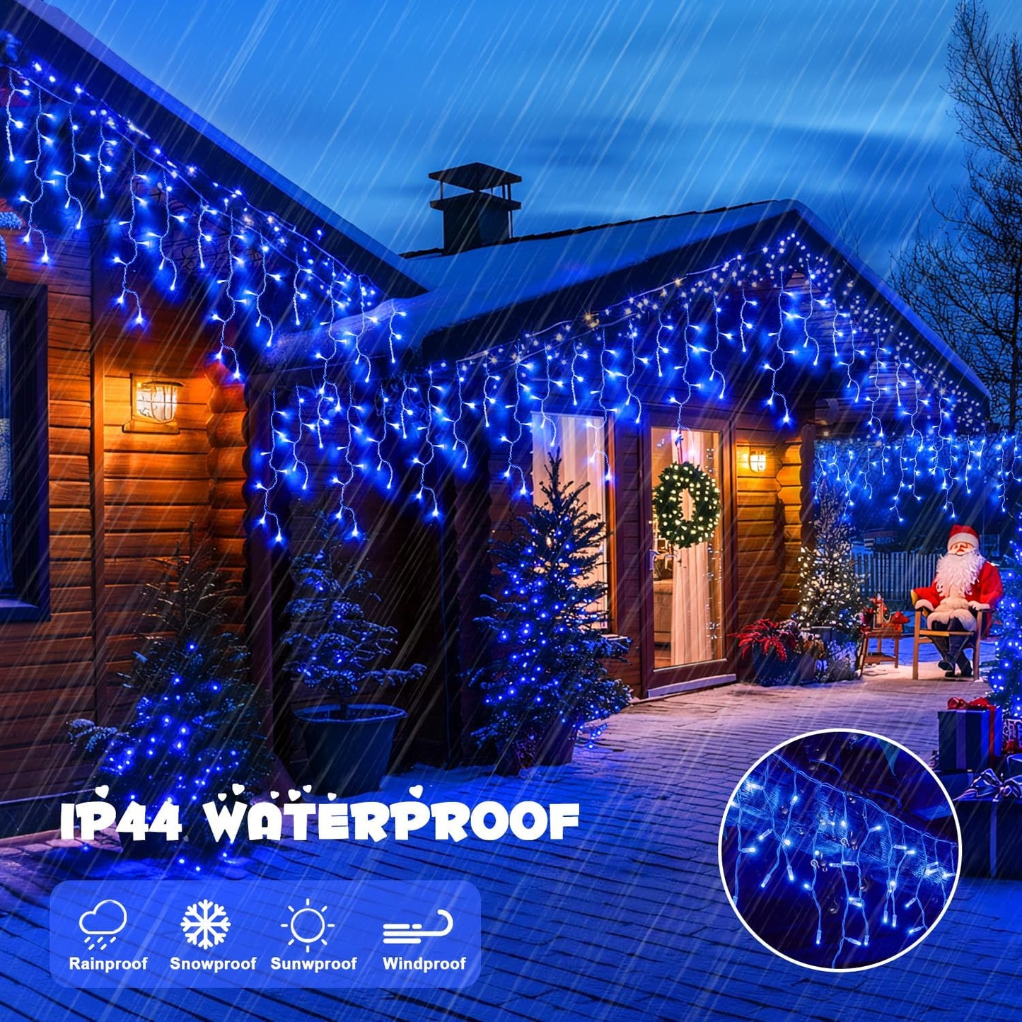 JMEXSUSS 800 LED Blue Icicle Christmas Lights Outdoor, Icicle Lights for Outside with 160 Drops