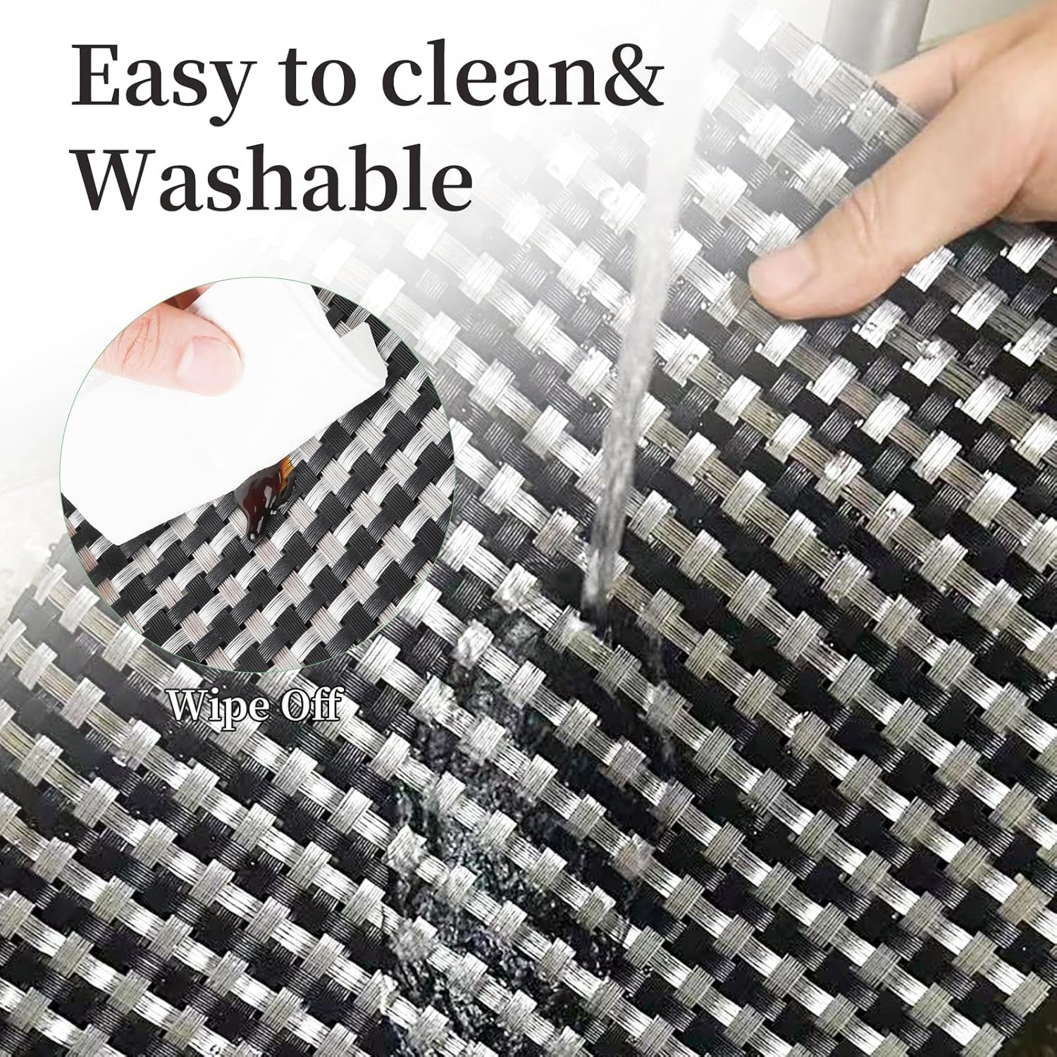 Vinyl Plastic Placemats Set of 6 Washable Heat Resistant Non-Slip Elegant Indoor Outdoor Kitchen