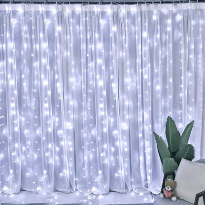 Dazzle Bright Curtain String Lights, 300 LED 9.8ft x 9.8ft 8 Lighting Modes Fairy Lights USB