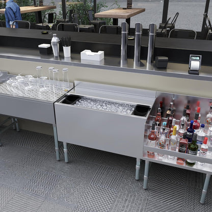 AmGood 18.5 in. x 36 in. Underbar Ice Bin with Sliding Lid | NSF | Stainless Steel Ice Chest with