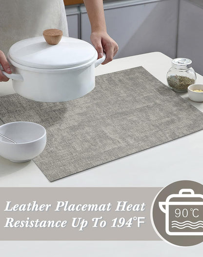 SUEH DESIGN Leather Placemats Set of 6 Reversible Table Mats Heat Resistant Waterproof No-Slip