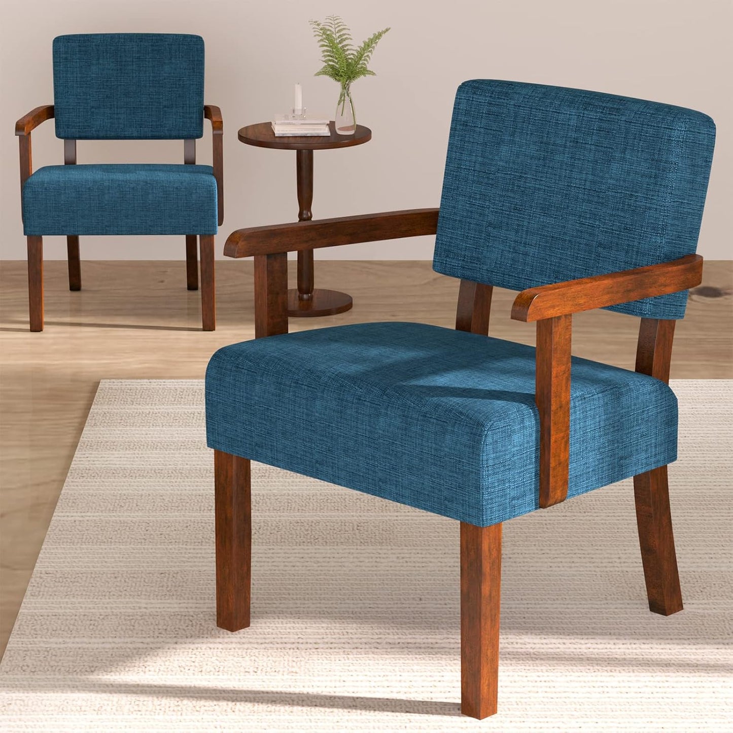 Accent Chair Set of 2 with Table, Living Room Chairs with Soft Seat and Armrests for Living Room