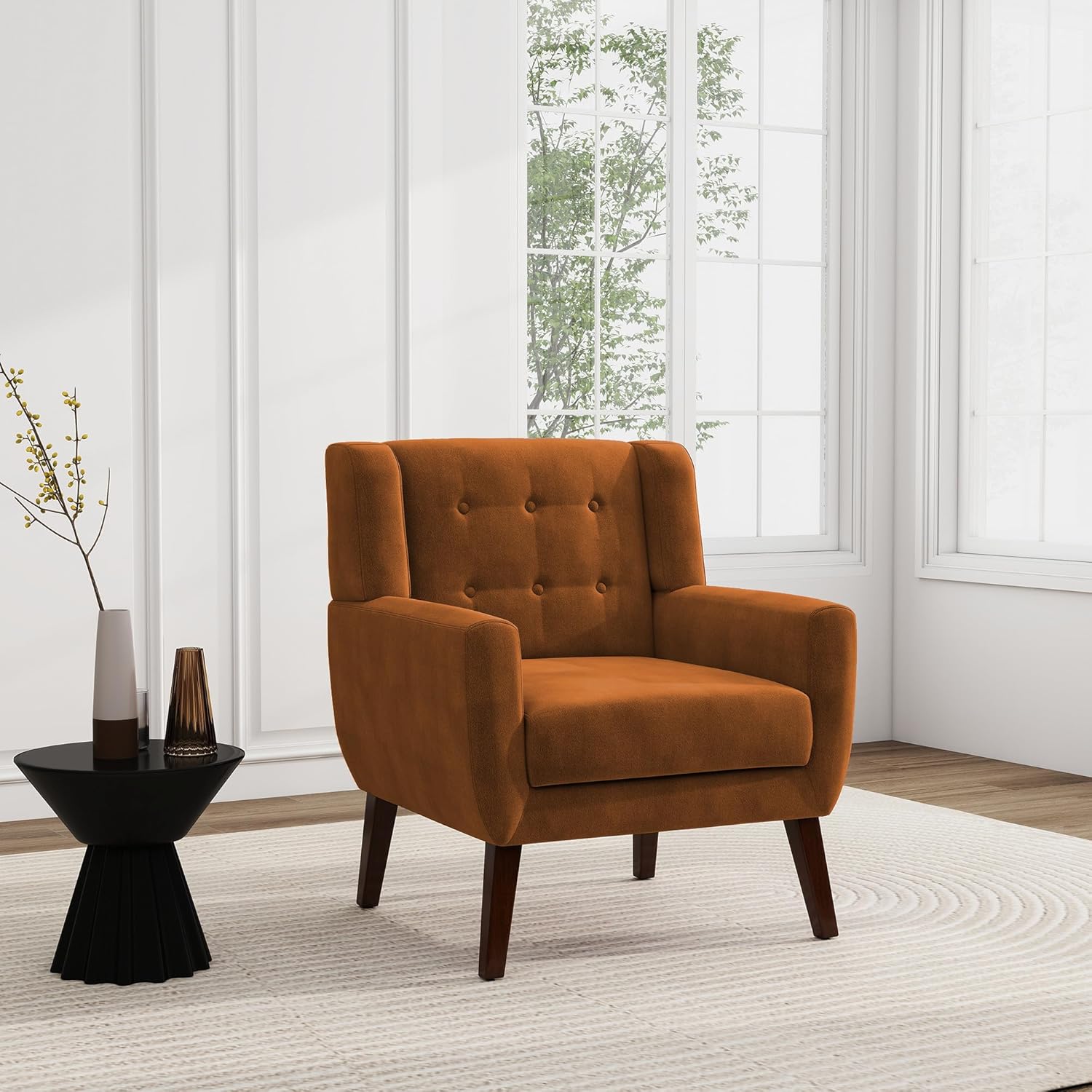 UIXE Accent Chairs Set of 2, Velvet Upholstered Armchair for Living Room, Modern Club Arm Chairs