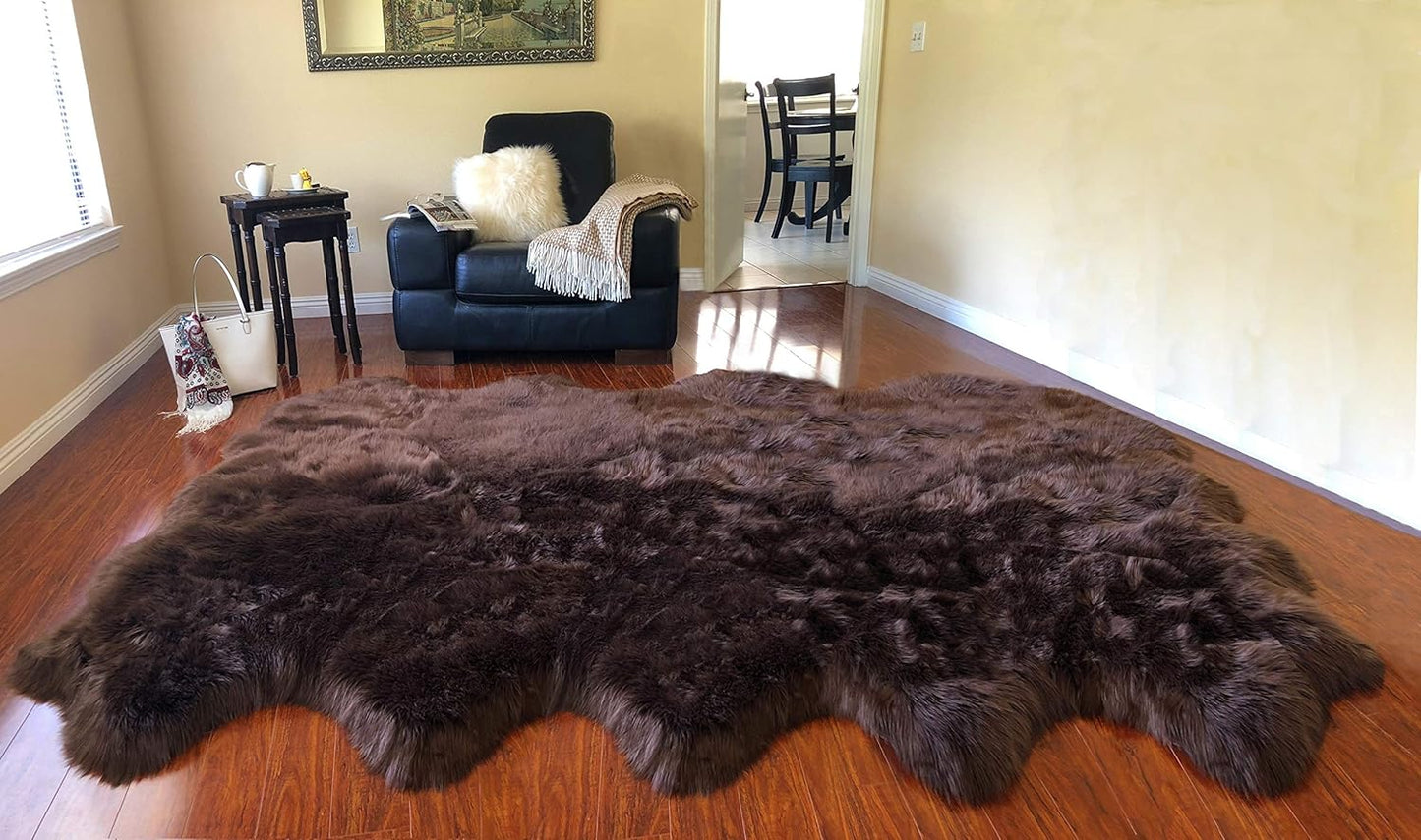 LAMBZY Faux Sheepskin Hypoallergenic Free Shape Silky Shag Rug, Luxury Shaggy Plush Carpet for
