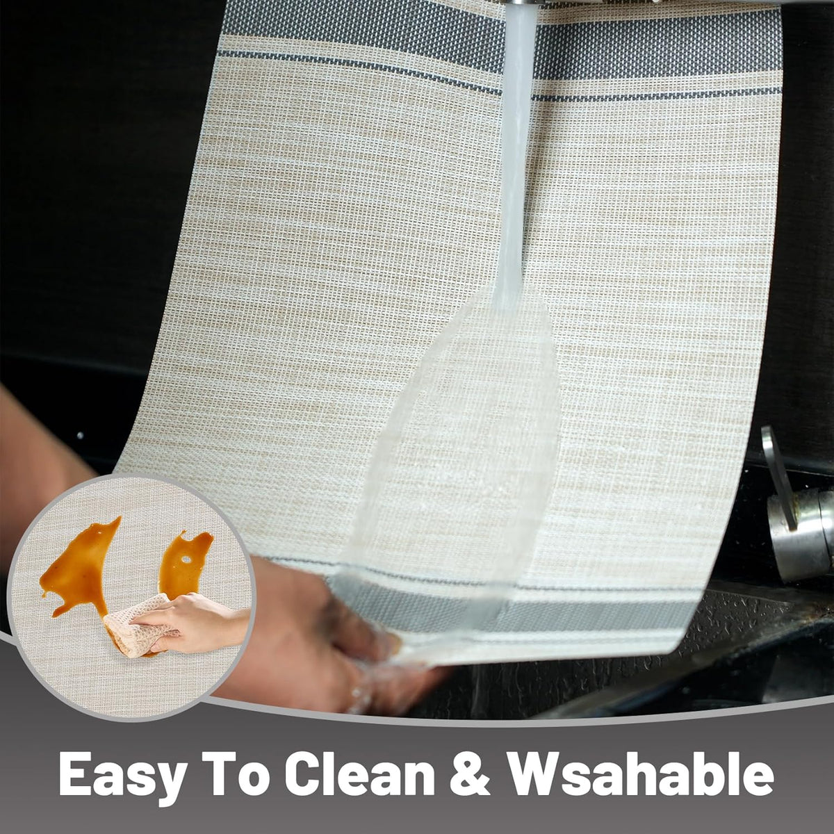 Placemats Set of 8，Non-Slip PVC Weave Table Mats Easy to Clean，Heat Resistant Place Mats for