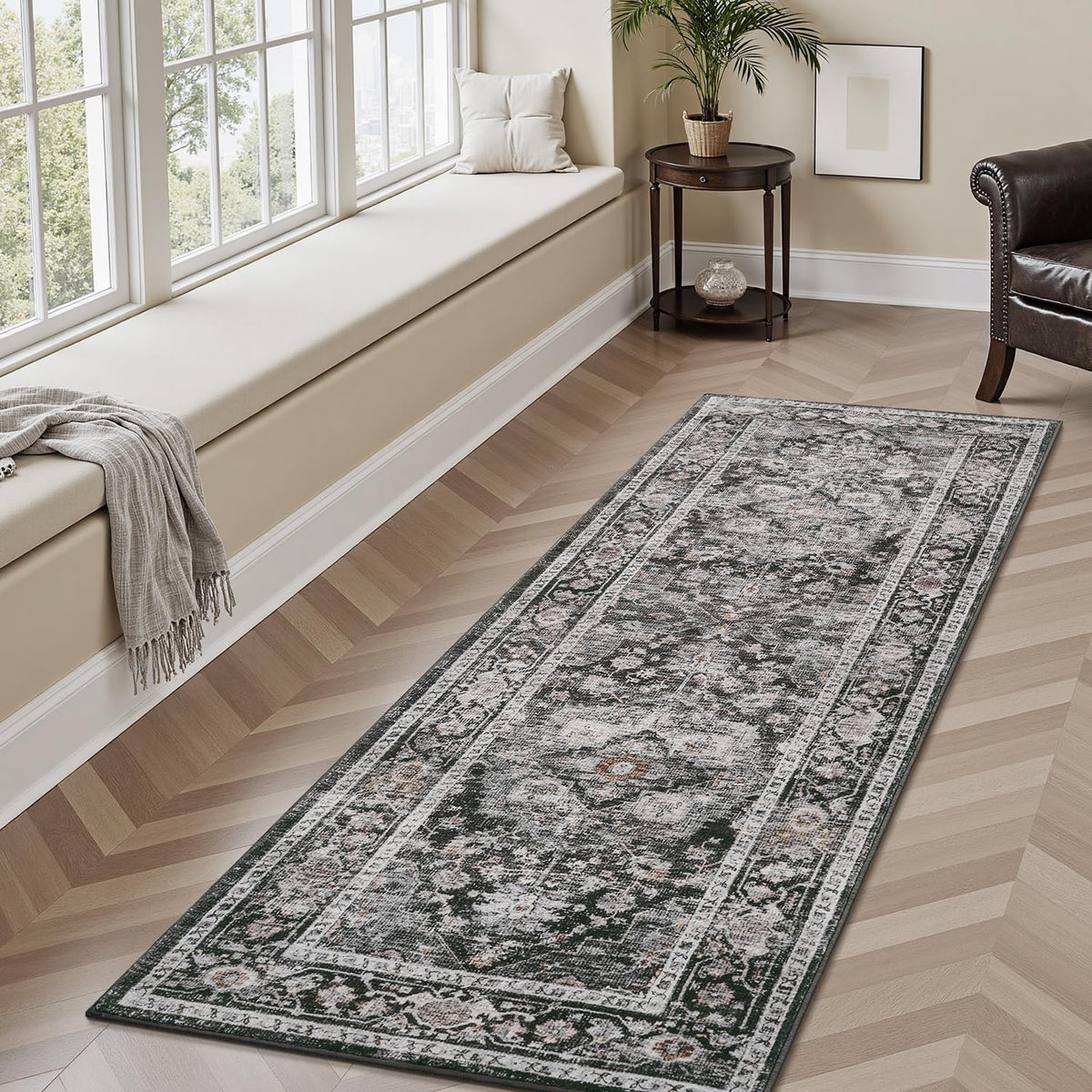AMOAMI-2X6 Runner Rug-Washable Runners for Hallways-Soft Non Slip Bedside Rugs for Bedroom-Vintage