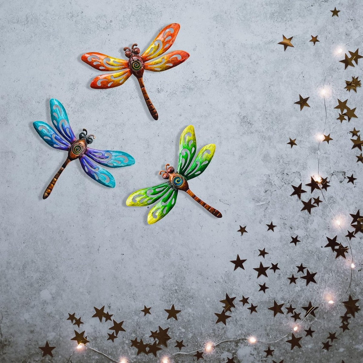 wotieuns Metal Dragonfly Wall Decoration, Garden Fence Outdoor Wall Art, Outdoor Wall Decoration