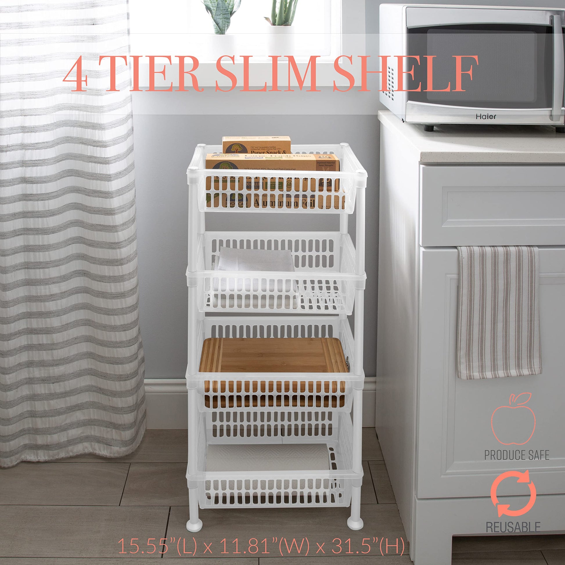 Kitchen Details 4 Tier Slim Basket Shelf Rack | Storage & Organizer | Kitchen | Bathroom | Laundry