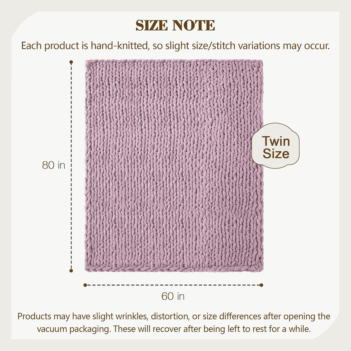 Carriediosa Chunky Knit Throw Blanket 60" X 80" Twin, 100% Hand Made Large Chenille Loop Yarn Soft