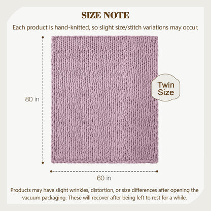 Carriediosa Chunky Knit Throw Blanket 60" X 80" Twin, 100% Hand Made Large Chenille Loop Yarn Soft