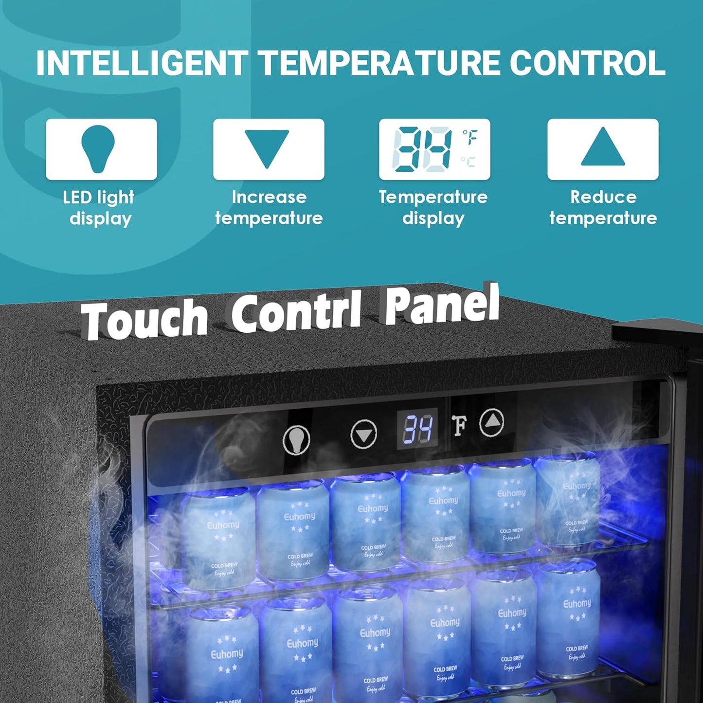 EUHOMY 4.5 Cu.ft Beverage Refrigerator and Cooler, 145 Can Mini fridge with Glass Door for Soda
