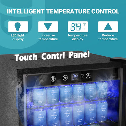 EUHOMY 4.5 Cu.ft Beverage Refrigerator and Cooler, 145 Can Mini fridge with Glass Door for Soda