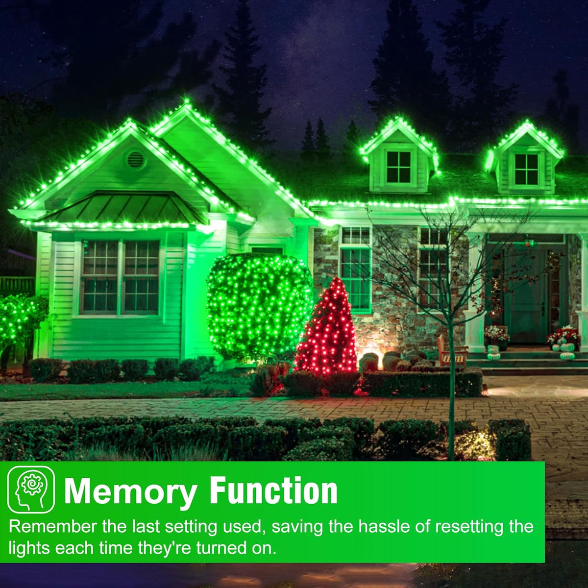 2 Pack Christmas Lights Outdoor, Total 200FT 600LED String Lights for Outside with 8 Modes